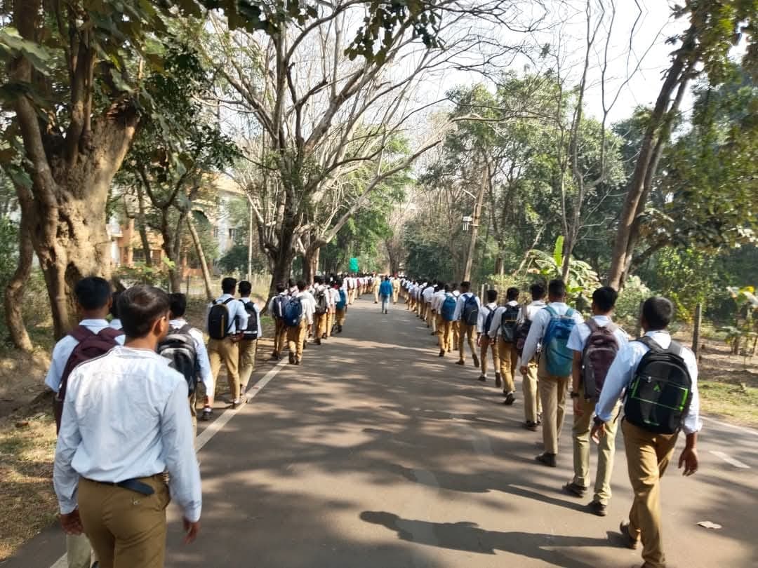 NCC cadets marching during the Foundation Day procession