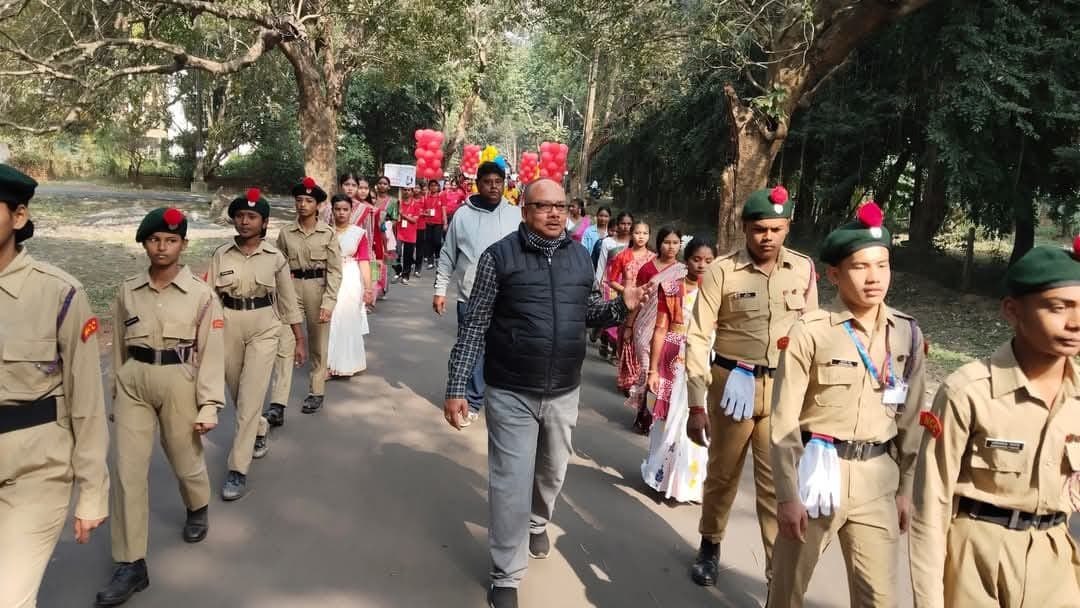 NCC cadets in rally led by teacher
