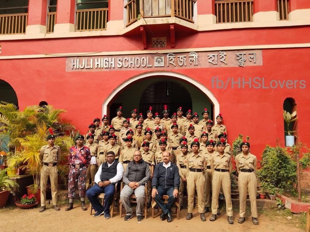 NCC cadets group photo at the school entrance
